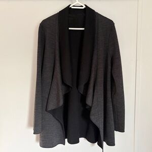 Reversible Wool Black Gray Women's Waterfall Sweater Cardigan